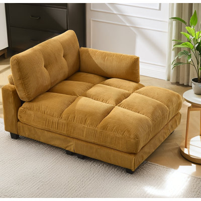 Canapé-lit surdimensionné pour chaise longue - Canapé convertible en velours côtelé avec porte-gobelet et port USB