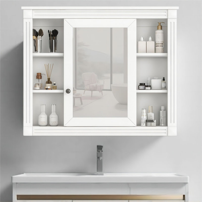 Armoire à pharmacie Maybelle l 35 po H 28,75 po fixée au mur, Blanc