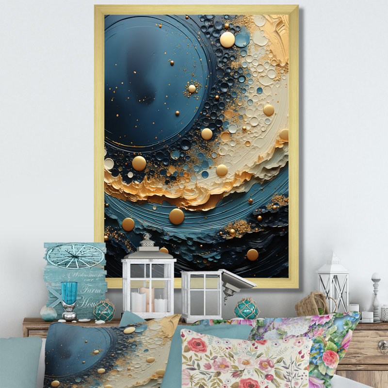 Jaislyn Space Moonlight Mirage sur toile, H 32 po x l 24 po x P 1 po, Encadrement doré