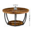 Table basse, table basse ronde moderne, bureau central en bois à 2 niveaux avec rangement ouvert, bureau d'appoint minimaliste avec structure en métal robuste-1598033258