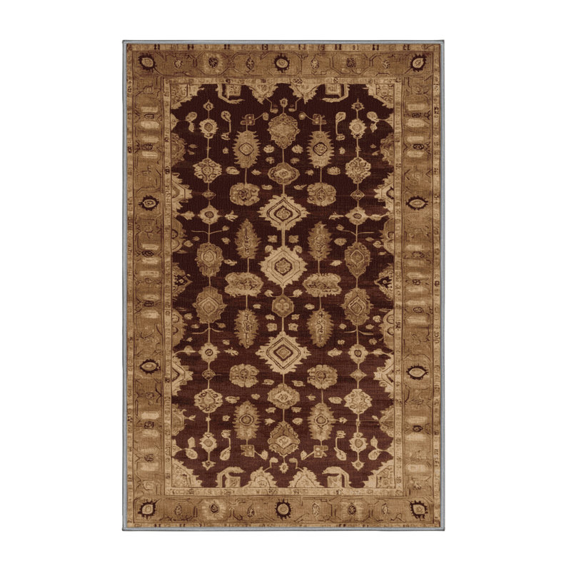 Tapis brun lavable à la machine, Rectangulaire 8 pi x 10 pi