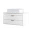 Meuble-lavabo flottant de 31,5 po avec lavabo en céramique, bois massif, tiroirs à losanges, poignées en or rose pour petit lavabo et rangement contemporain - poignées, élégance