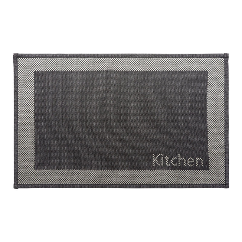 Two-Tone Black Kitchen Mat 20x32, Rectangle 1'8" x 2'8", Black