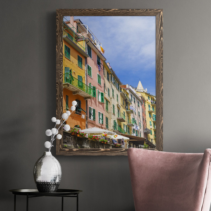 Aleashia Cinque Terre, reproduction d'art sur toile, Cadre noyer, H 43,5 po x l 31,5 po x P 1 po