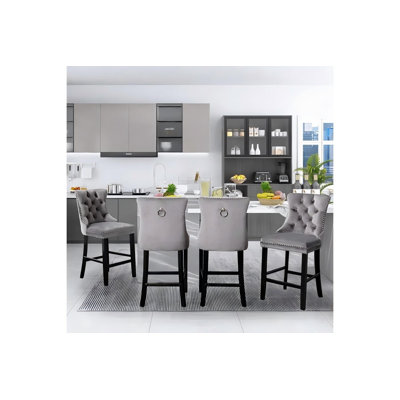 Modern Velvet Upholstered Bar Stools