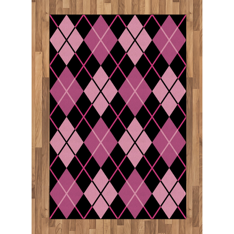 Checkered High Density Long Fiber Poly Threads Decorative Area Rug Carpet, Rectangle 4' x 5'8"
