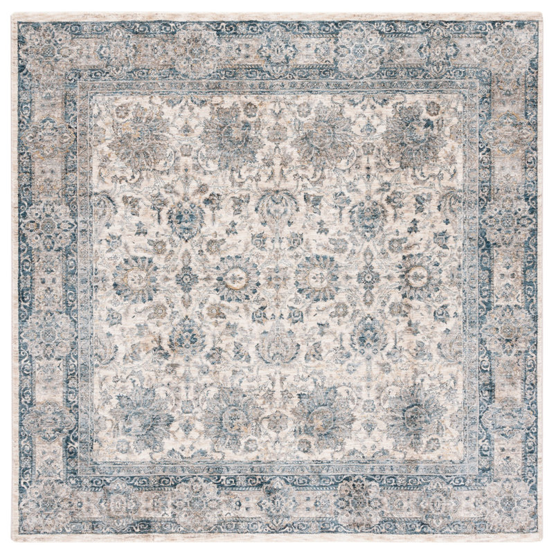 Tapis ivoire / bleu Valencia 570, Carré 6 pi 4 po