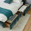 Lit très grand avec revêtement en chenille bleue, doux et confortable pour la chambre à coucher, tiroirs rembourrés, tissu, tête de lit plateforme-2140403090