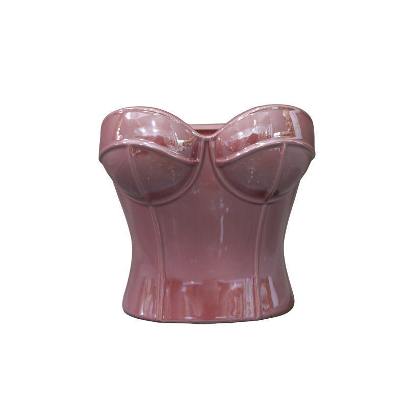 Vase corset en céramique 7,25 po H 7,25 * 6,75 * 7,25