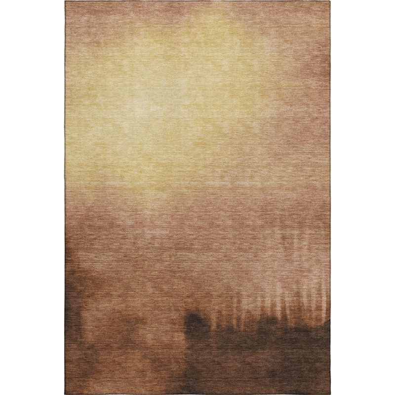 Premium Machine Washable Mayfield AMF2420 Ombre Rug, Rust, 8' x 10'