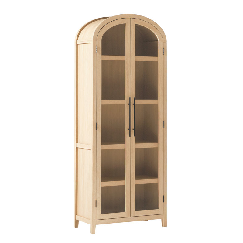 Ridunel Modern Arched Standard Bookcase with Glass Doors
