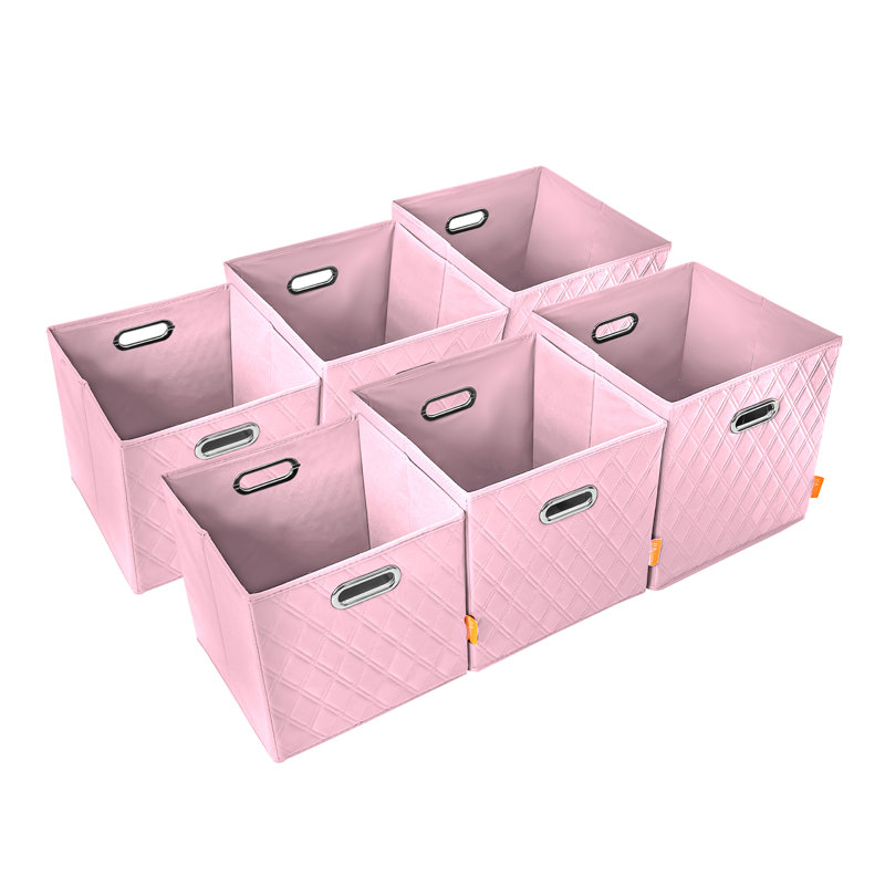 Ensemble de bacs de rangement en similicuir, Rose