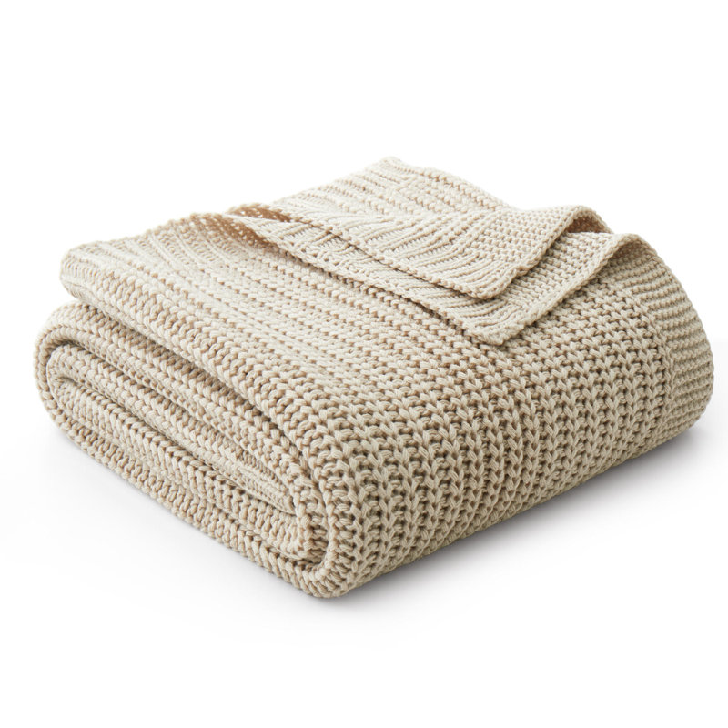 Jeté doux tricoté - 50x60 "douillette pour lit, canapé et lit - lavable à la machine, Tanné