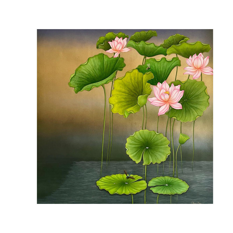 Fleur de lotus, peinture à l'aquarelle 2 pièces | Art mural botanique peint à la main par Shammi Bannu Sharma