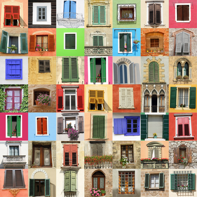 Old Windows Collage - Wrapped Canvas Print, 30cm H x 30cm W