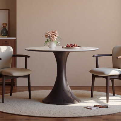 Simple Elegant Design White Rock Slab Round Table