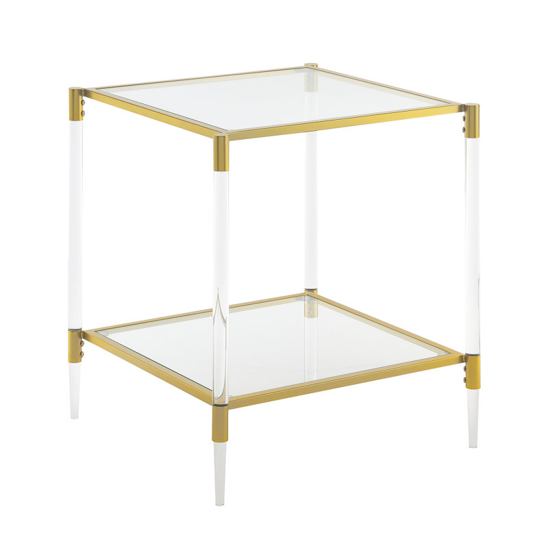 Carlene 2 Tier Acrylic Glass Square End Table