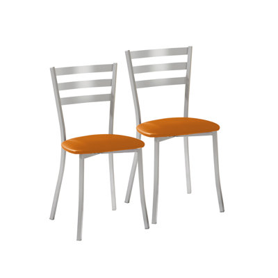 Eleeza 45 cm H Upholstered Faux Leather Slat Back Dining Chair