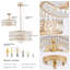 Lustre - tambour en cristal moderne à finition dorée 18 po, luminaire suspendu 6 lumières, cadre en métal-1644324084