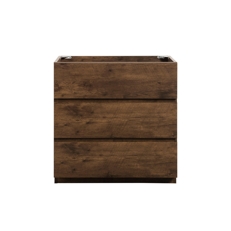 Walnut Colour Floor Unit - Without Basin, 3, Modern Elegance, Max Volume Cabinet Basin , Walnut, Storage, Walnut, 30"