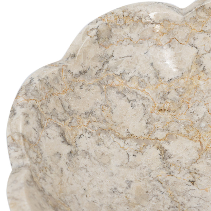 Bol en marbre crème D10X3 "avec motif festonné et détails dorés subtils