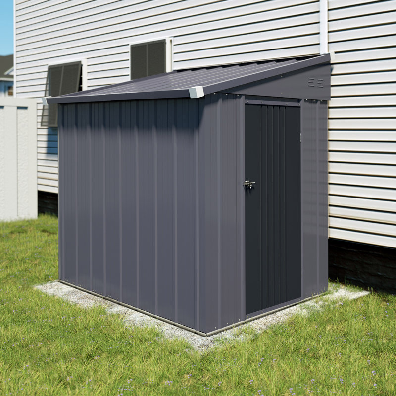 Metal Lean-to Storage Shed Multiple Sizes, 6.4' H x 4' W x 8' D
