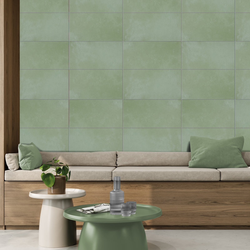 Literary License 12'' W x 24'' L Porcelain Concrete Look Singular Tile, Fern