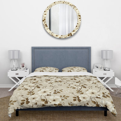 Ensemble de housse de couette Beige Yellow Country Floral Chic III - Floral
