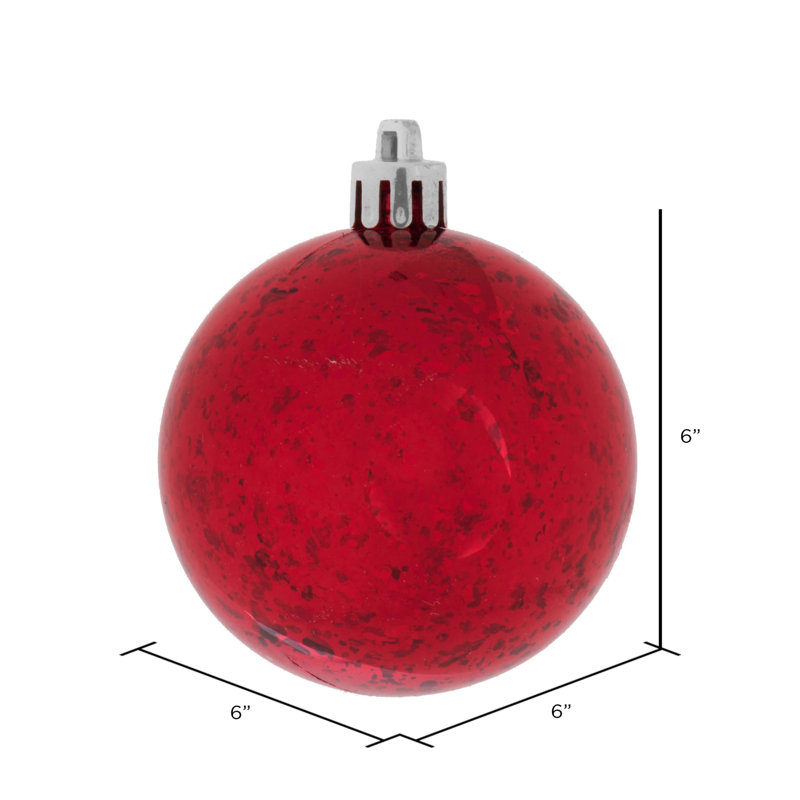 Ornement boule de mercure brillant, Rouge, H 6 po x l 6 po x P 6 po