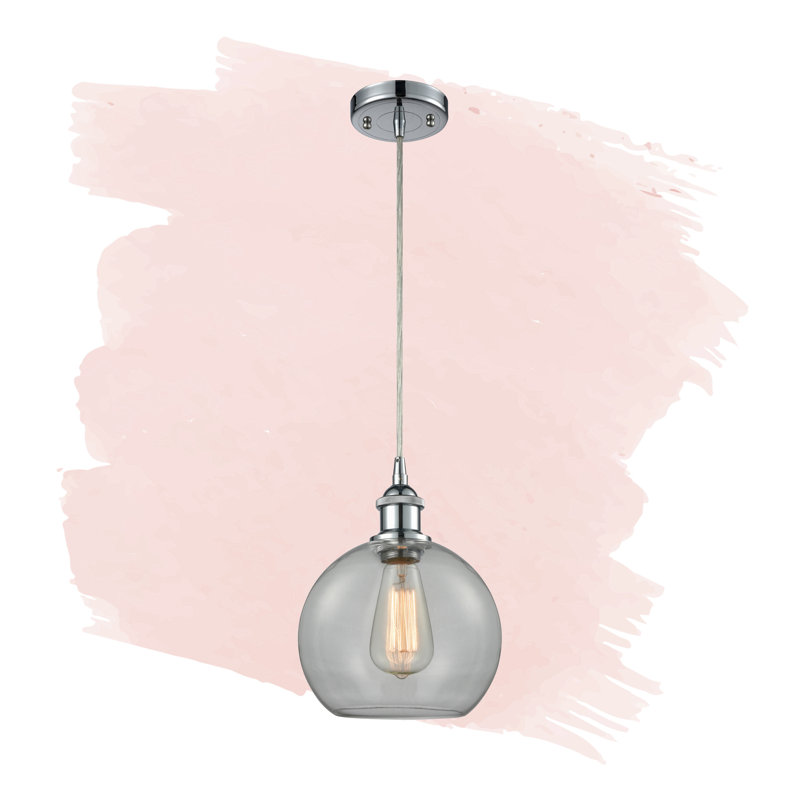 Luminaire suspendu sphère 1 lumière Baptista, Chrome poli, Globe transparent