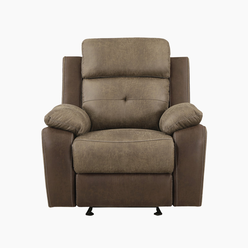 Fauteuil coulissant inclinable en microfibre polie de 38 po Puaolena avec détails touffetés, glissement doux et support durable