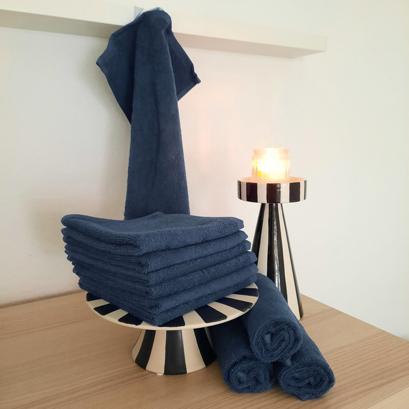Midweight Fingertip Towel, Navy Blue