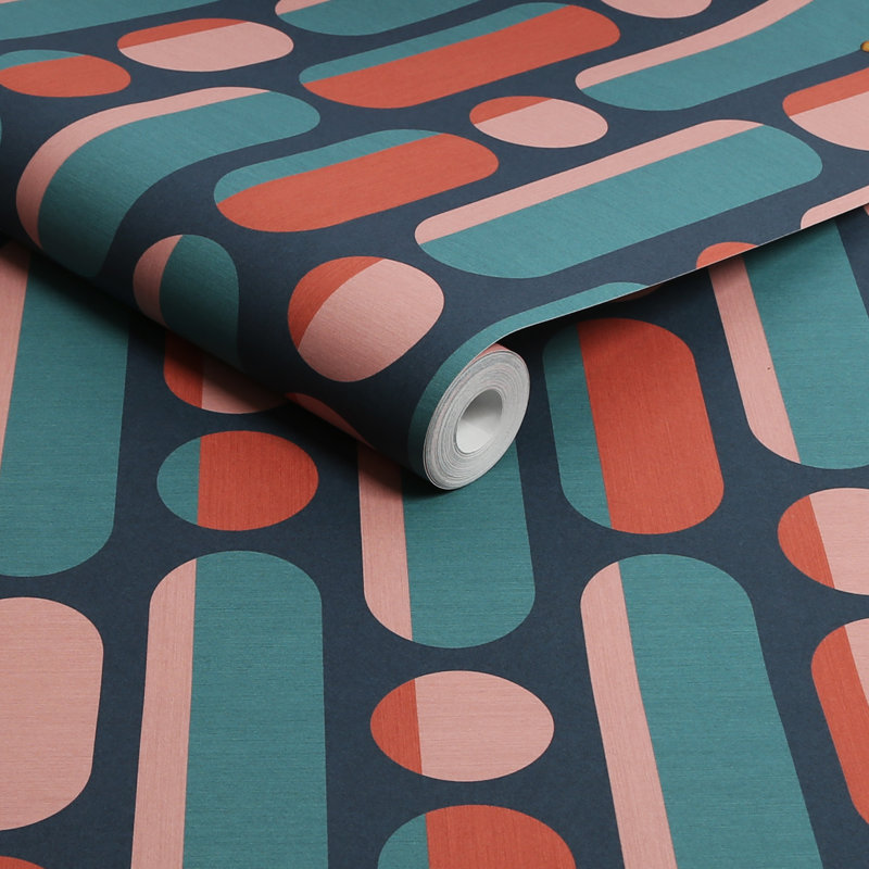 Papier peint amovible Envy Morse, Corail / bleu marine