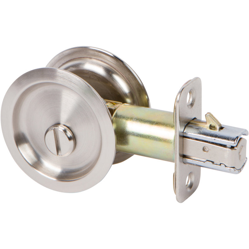 Privacy Round Pocket Door Hardware, Satin Nickel