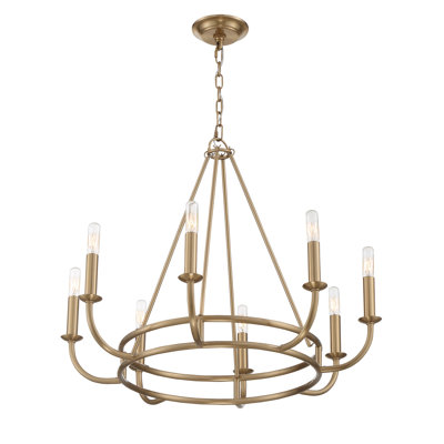 Akir 8 - Light Candle Style Wagon Wheel Chandelier -  Wade Logan®, 73219BA8B22947CDA8B8961265919EAD