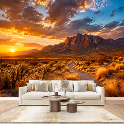 Sandia Mountains New Mexico Sunset Wall Mural Peel and Stick Wallpaper Modern Self Adhesive Wall Decor for Bedroom Living Room 100" L x 144" W