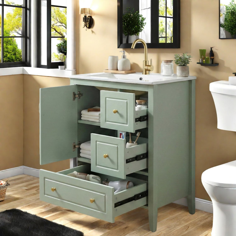 Armoire de meuble-lavabo et lavabo pouces en bois
