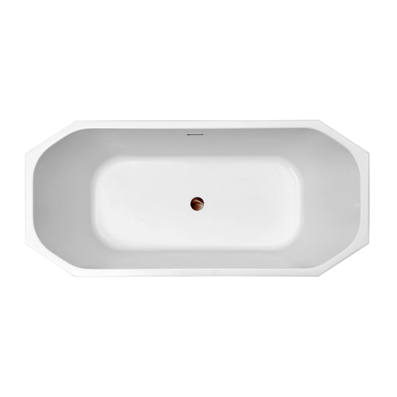 63'' Streamline Freestanding Soaking Acrylic Bathtub With Drain and Bamboo Tray, Matte Oil Rubbed Bronze