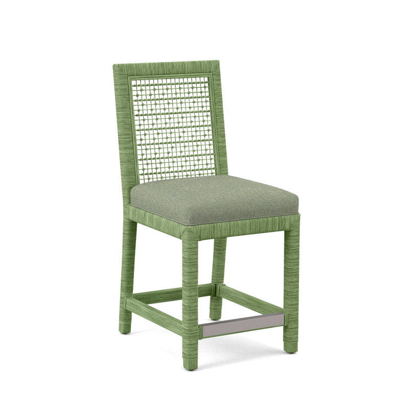Pine Isle 24" Counter Stool, Sunbrella Beige Pinstripe; 6205-74, Celery