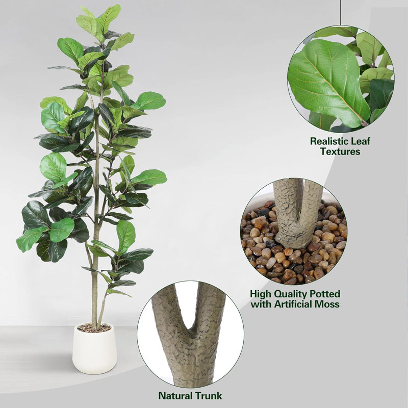 60" Artificial Fiddle Leaf Tree, 84" x 24"