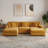 Milbrey 5-Piece Upholstered Orange Corduroy Modular Sectional Sofa With Removable Ottomans & Throw Pillows-1062816607