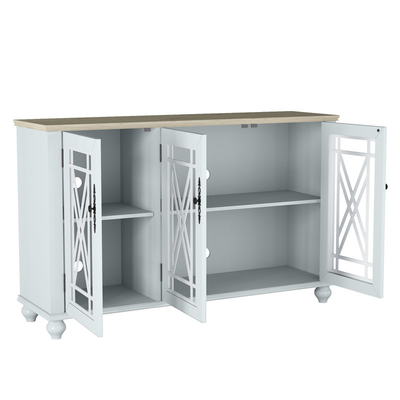 Anadia 3-Door Accent Cabinet with Adjustable Shelves, Oak/Grayish-white