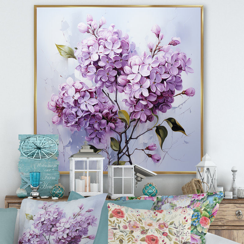 Minimalist Elegance Dreamscape Lilac Bouquet - Lilas, reproduction d'art sur toile, H 16 po x l 16 po x P 1 po