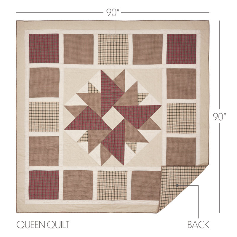 Cider Mill Red and Tan Cotton Queen Quilt