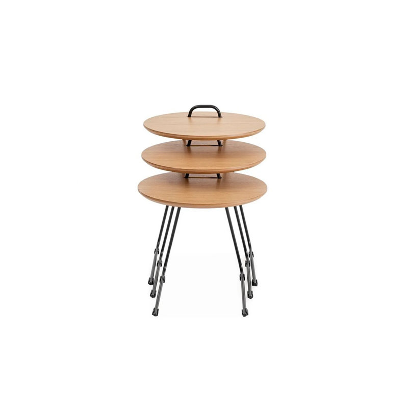 Mariyana Modern 3-Piece Nesting Table Set, Solid Brown MDF with Metal Legs, Dimensions: 17.7 x 23.2 x 17.7 in, 17.7 x 19.3 x 17.7 in, 17.7 x 15.7 x 17.7 in | Stylish & Functional Design, Ideal for Living Room & Office Spaces