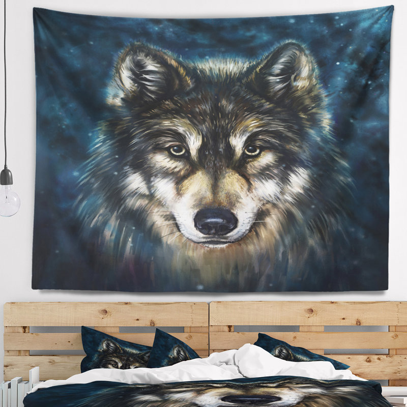 Sourire tapisserie de loup Animal, H 32 po x l 39 po