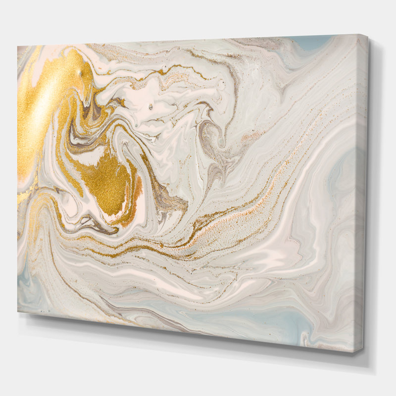 Pastel and Gold Glitter Marble - Reproduction d'art sur toile encadrée, H 24 po x l 36 po, Toile tendue, Sans cadre
