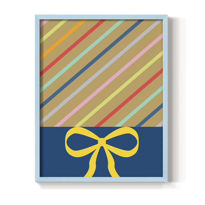 Stripes Framed Print - Solid Wood, Blue, 10" H x 8" W