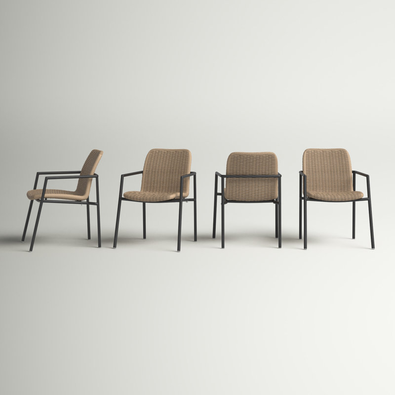 Fauteuil de patio en aluminium thermolaqué empilable Orso, Sable, Carbone