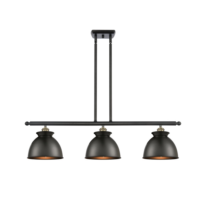 Luminaire suspendu en forme de dôme pour îlot de cuisine 3 lumières Arev, Oui, Noir mat, Noir mat